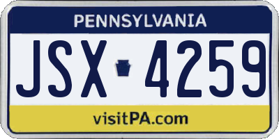 PA license plate JSX4259