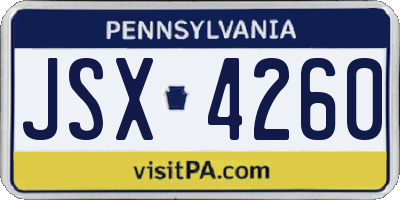 PA license plate JSX4260