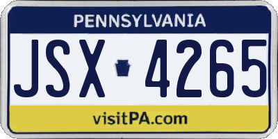 PA license plate JSX4265
