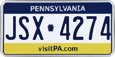PA license plate JSX4274