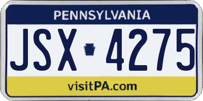PA license plate JSX4275