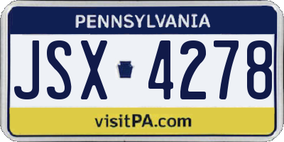PA license plate JSX4278