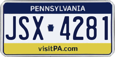 PA license plate JSX4281