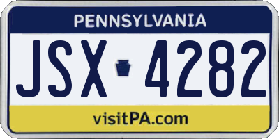 PA license plate JSX4282