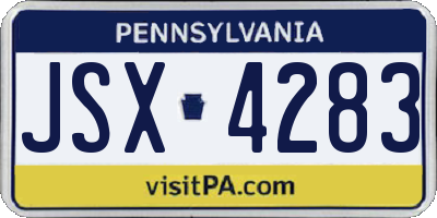 PA license plate JSX4283
