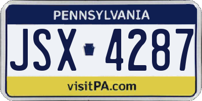 PA license plate JSX4287