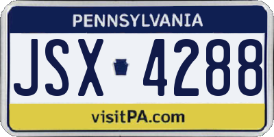 PA license plate JSX4288