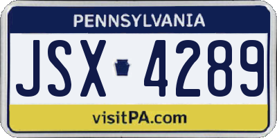 PA license plate JSX4289