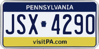 PA license plate JSX4290