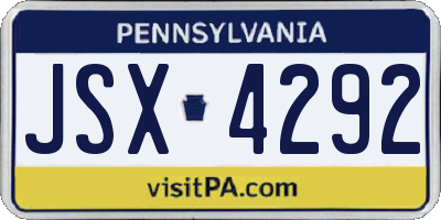 PA license plate JSX4292