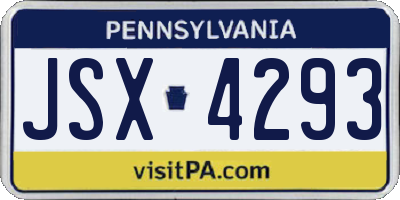 PA license plate JSX4293