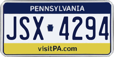 PA license plate JSX4294