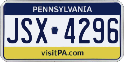 PA license plate JSX4296