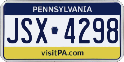 PA license plate JSX4298