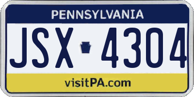 PA license plate JSX4304