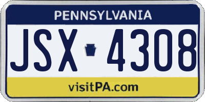 PA license plate JSX4308