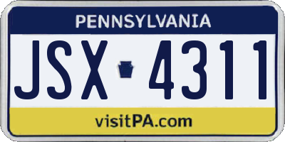 PA license plate JSX4311