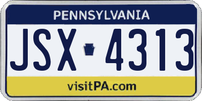 PA license plate JSX4313