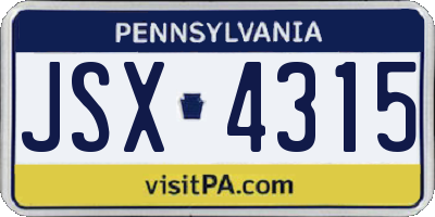 PA license plate JSX4315