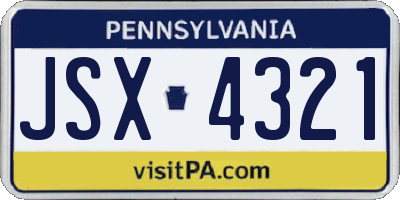 PA license plate JSX4321