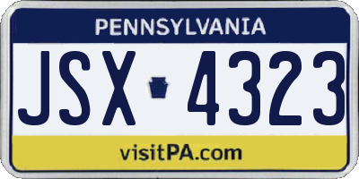 PA license plate JSX4323