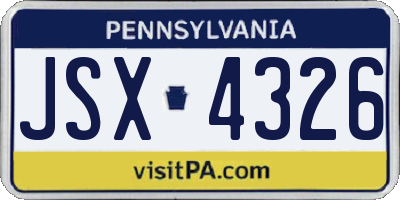 PA license plate JSX4326
