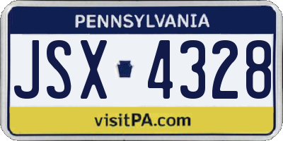 PA license plate JSX4328