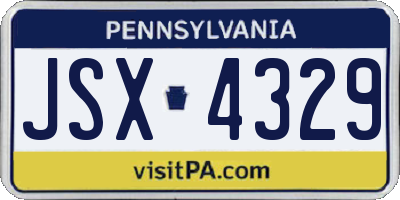 PA license plate JSX4329