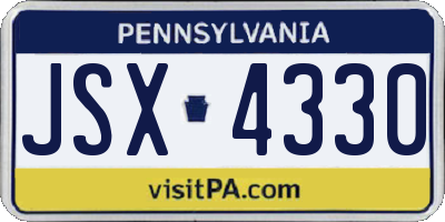 PA license plate JSX4330