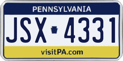 PA license plate JSX4331