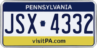 PA license plate JSX4332