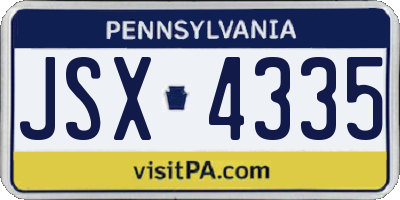 PA license plate JSX4335