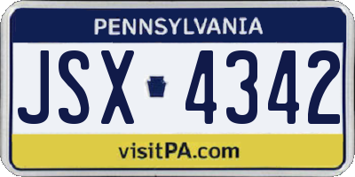PA license plate JSX4342