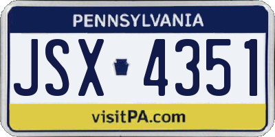 PA license plate JSX4351