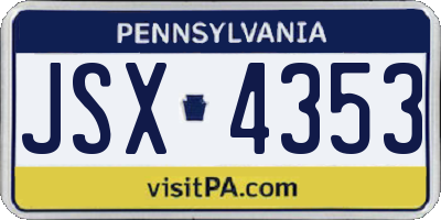 PA license plate JSX4353