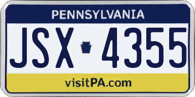 PA license plate JSX4355