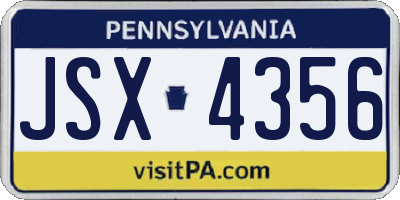 PA license plate JSX4356