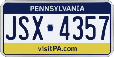 PA license plate JSX4357