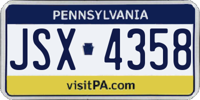 PA license plate JSX4358