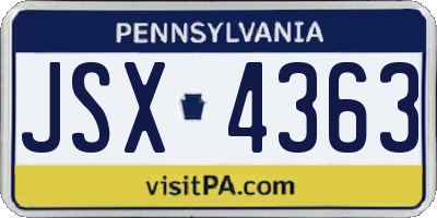 PA license plate JSX4363