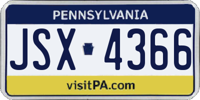 PA license plate JSX4366
