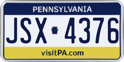 PA license plate JSX4376