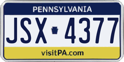 PA license plate JSX4377