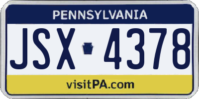 PA license plate JSX4378