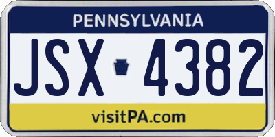 PA license plate JSX4382