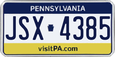 PA license plate JSX4385