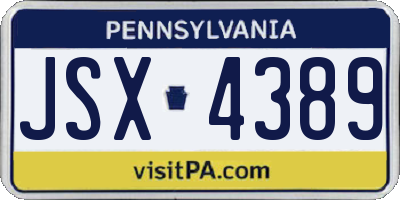 PA license plate JSX4389