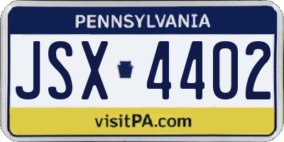 PA license plate JSX4402