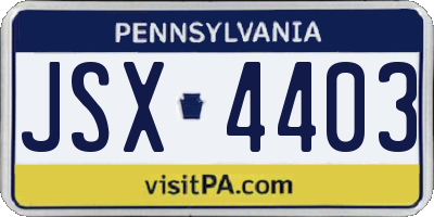 PA license plate JSX4403
