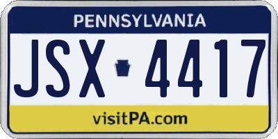 PA license plate JSX4417